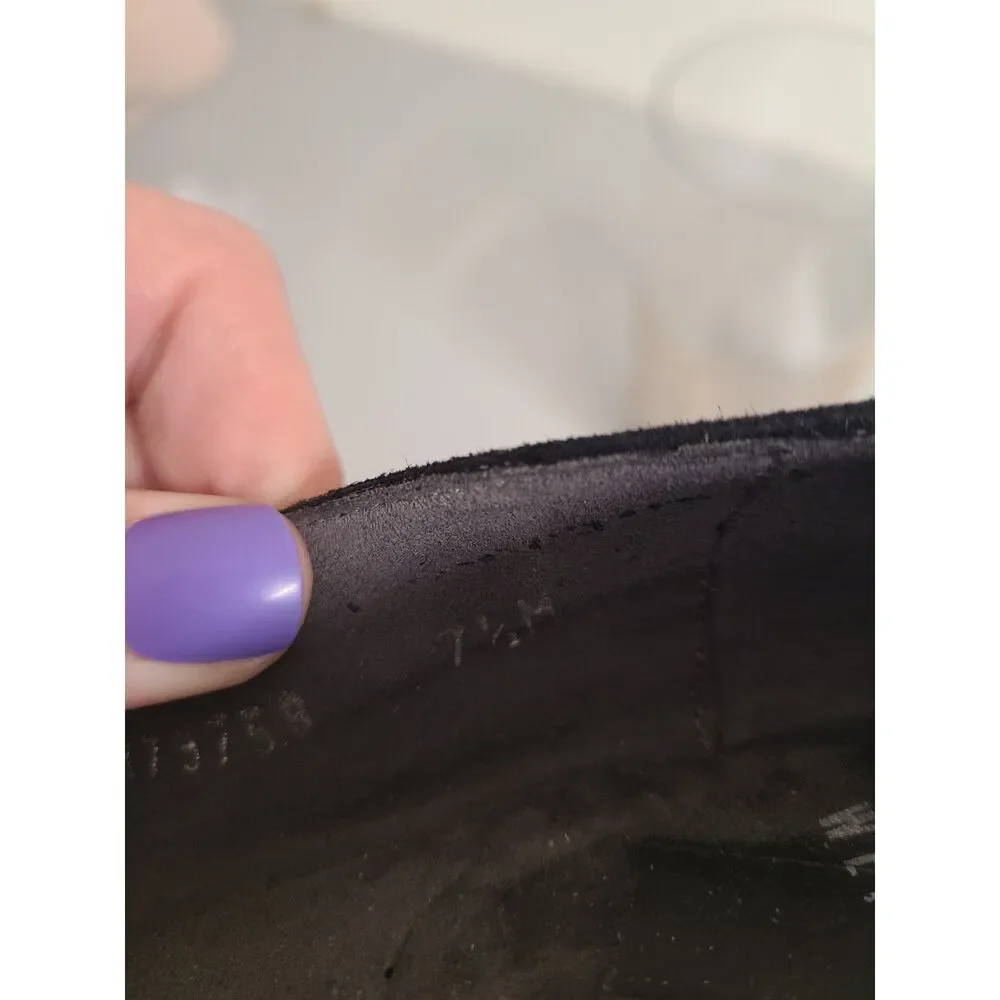 Stuart Weitzman Black Suede Wedge‎ Heels US 7.5 Royal Classic Pumps Quiet Luxury - Picture 7 of 7